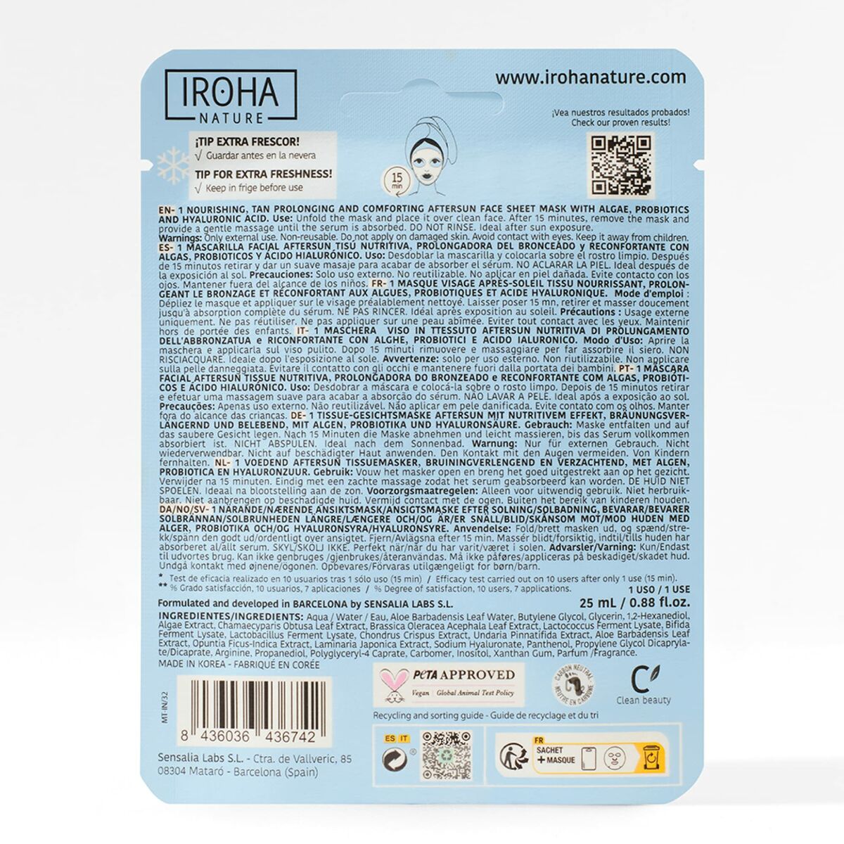 Masque facial Iroha   Melon (1 Unité)